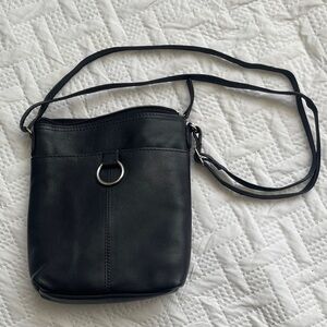 Bueno Black Crossbody Bag with Silver Ring
